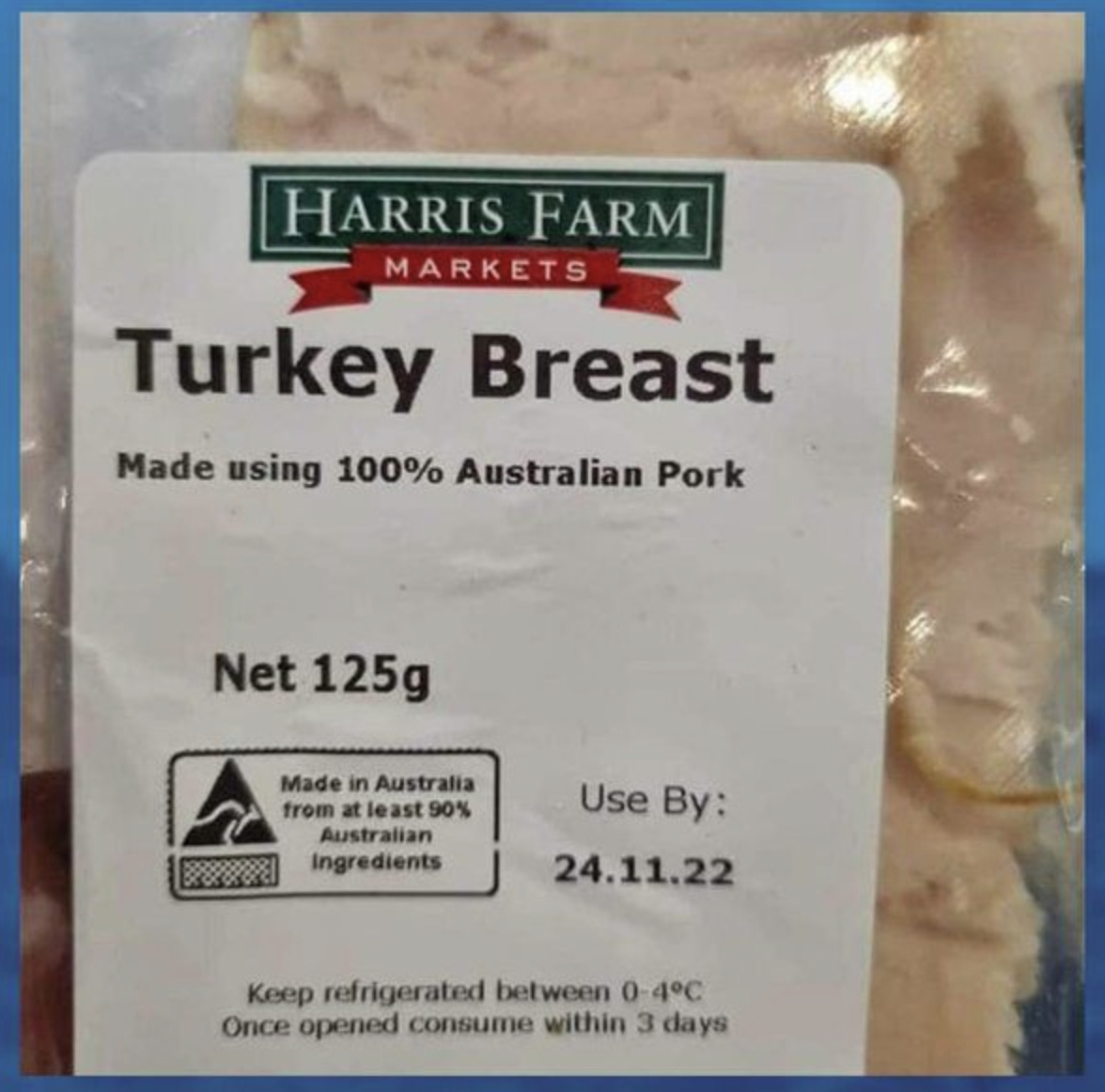 Hindi göğsündeki “%100 Domuz Eti” etiketi görseli İngiltere’den değil Avustralya’dandır – doğruluğu kontrol edilmiştir