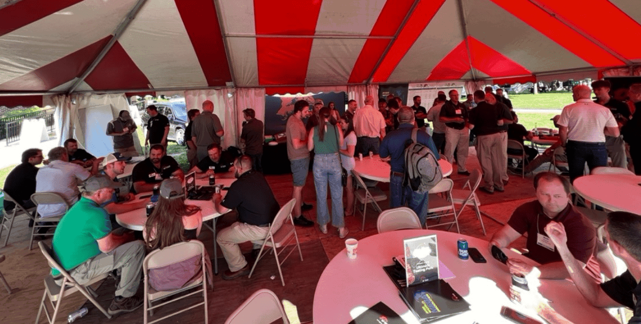 Inside the Genesus tent at the 2022 World Pork Expo