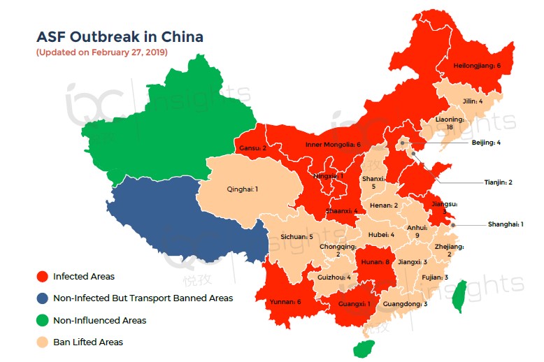 China’s provinces can be classified into four groups based on the latest ASF developments in China
