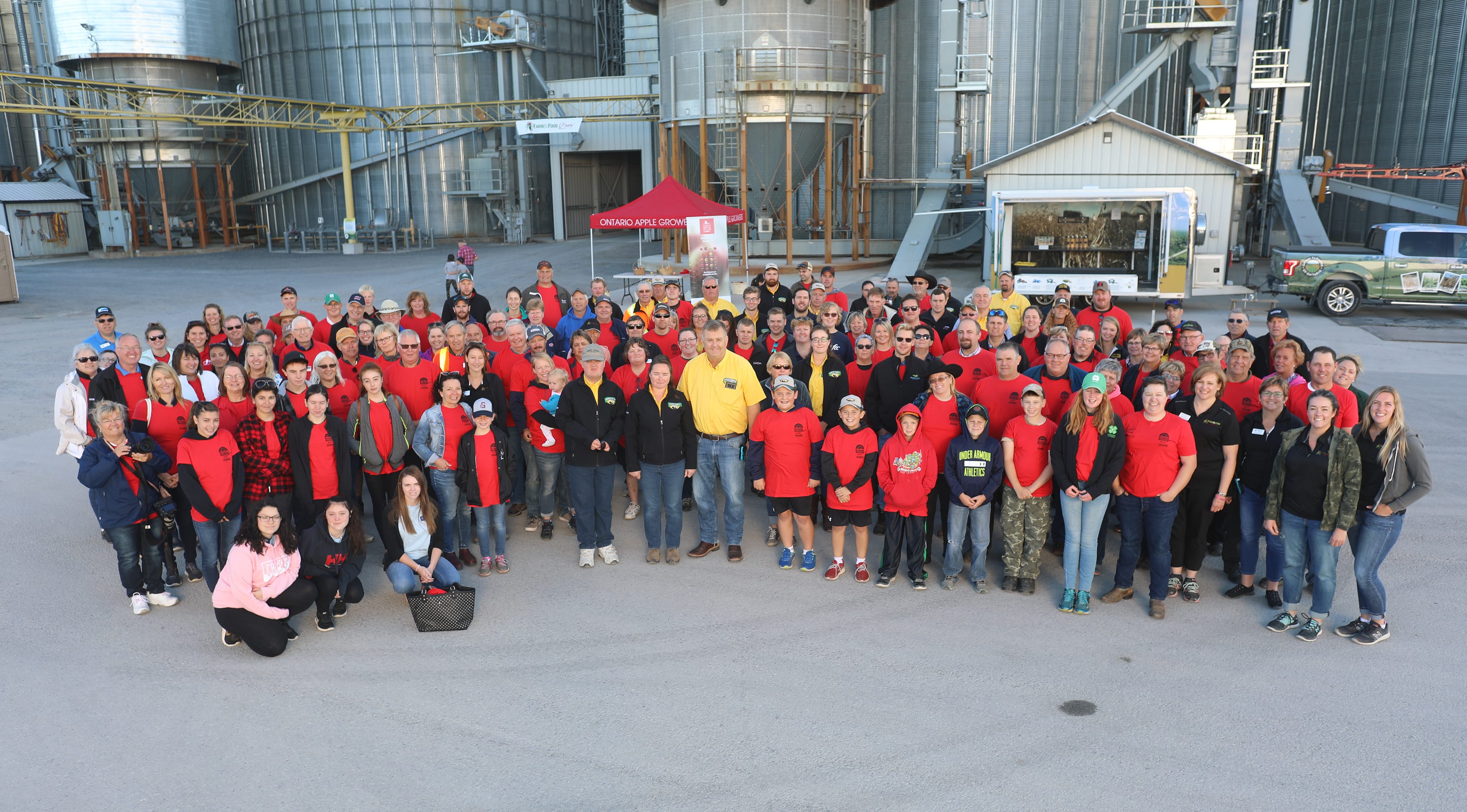 The Foster family and volunteers at the annual Breakfast on the Farm event