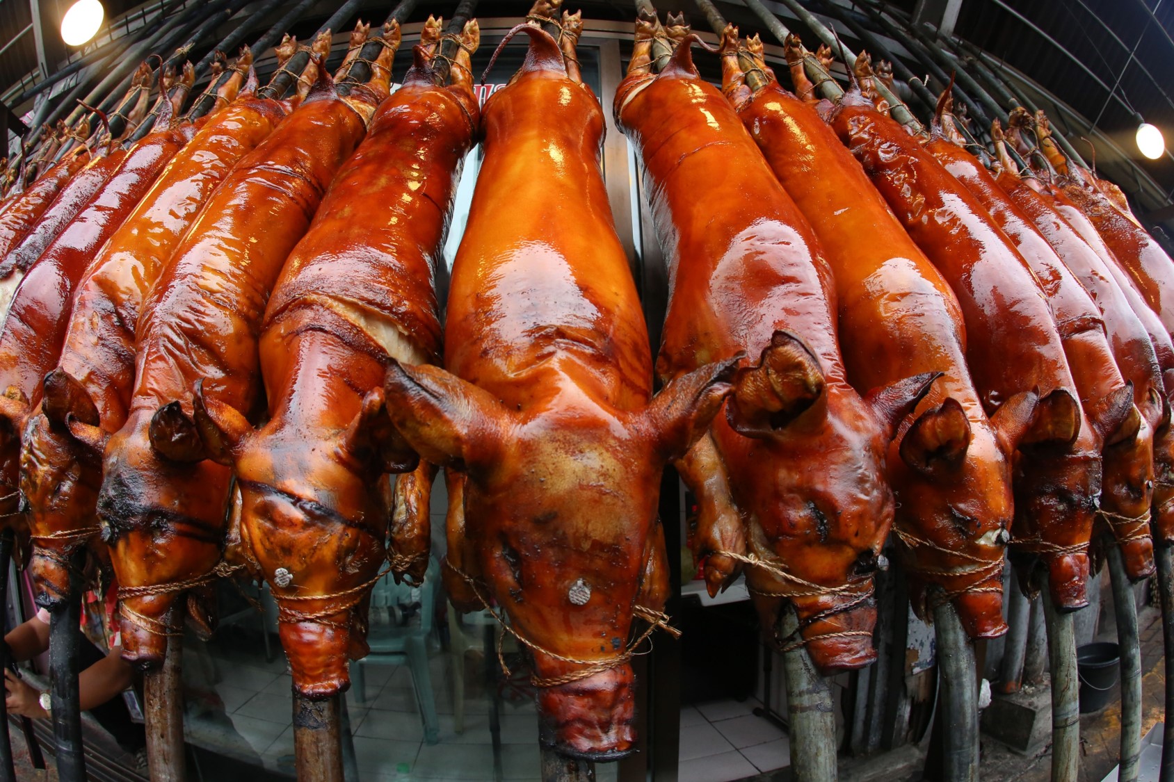 Open air hog roast in china