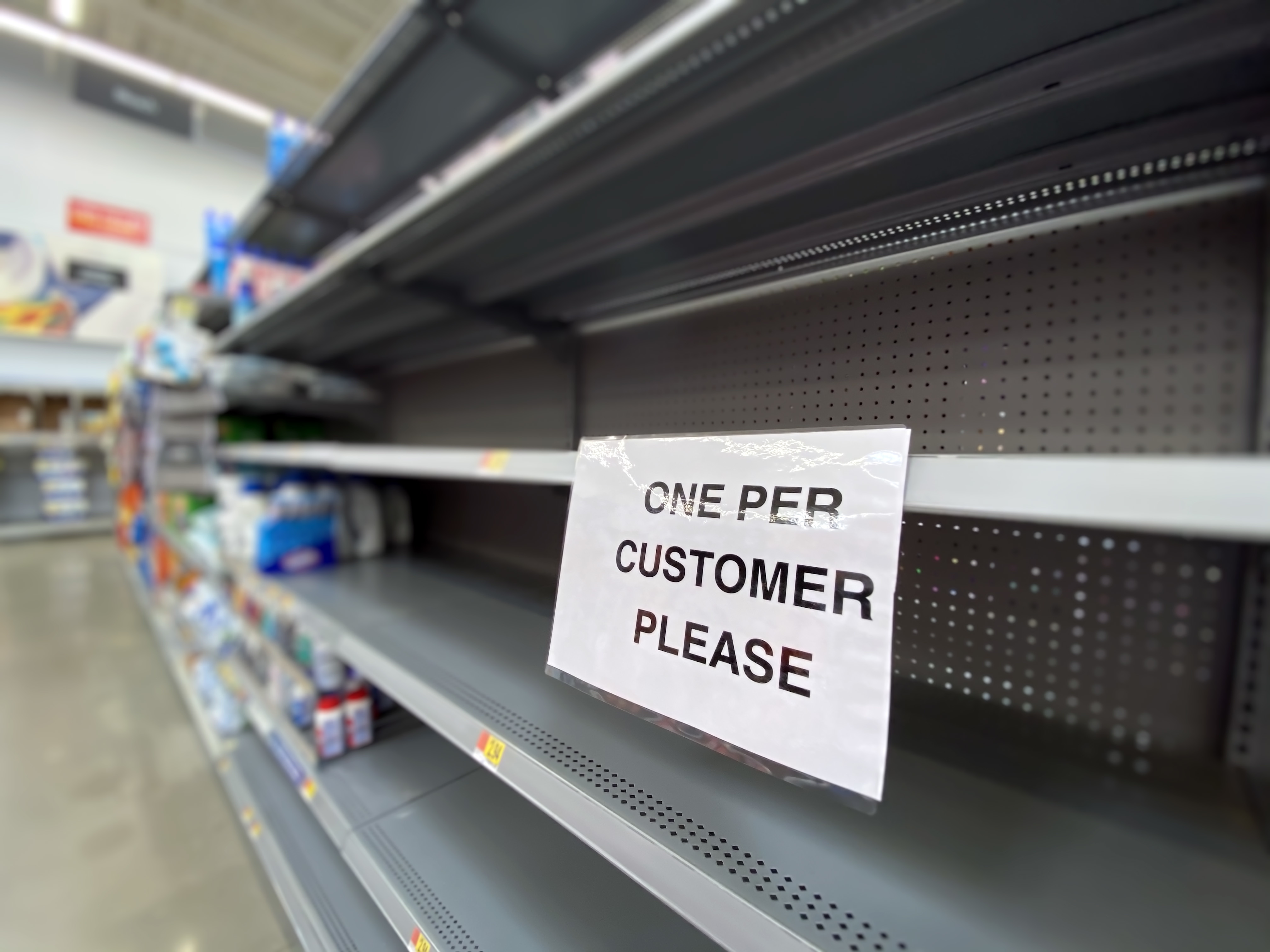 empty shelves at supermarkets due to panic-buying during the coronavirus outbreak