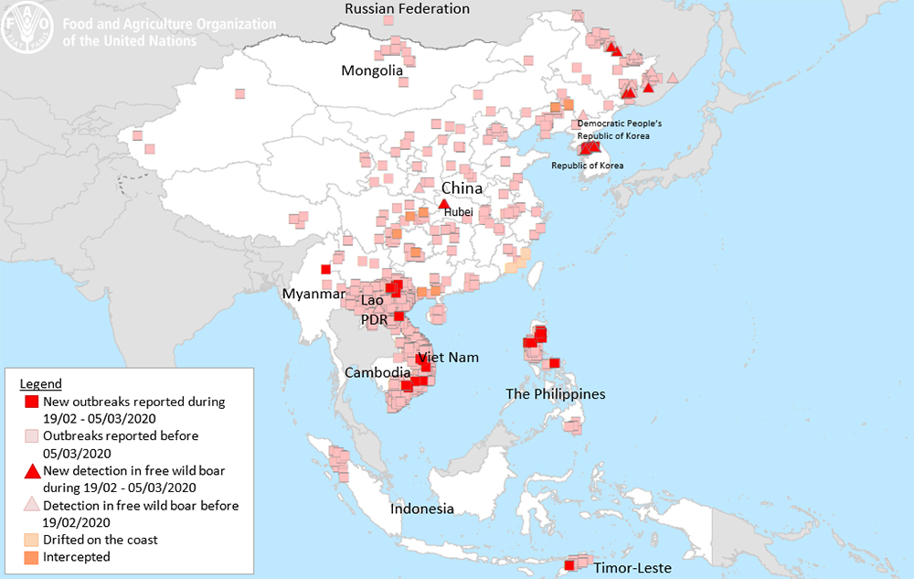 ASF situation in Asia (August 2018 to date)