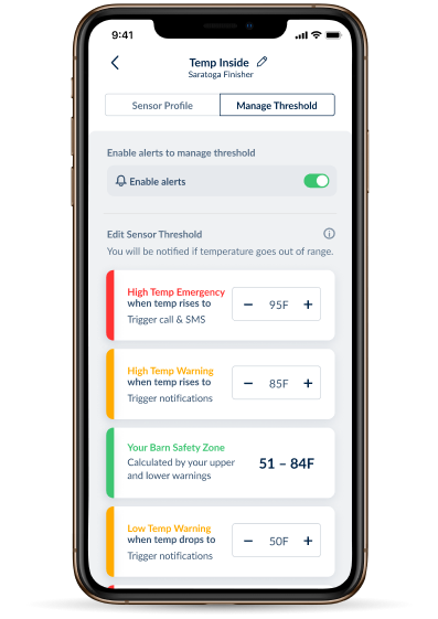 BarnTalk’s mobile app provides remote visibility of your barn’s power status, temperature and humidity, automatically alerting you to changes that could impact animal health and productivity.
