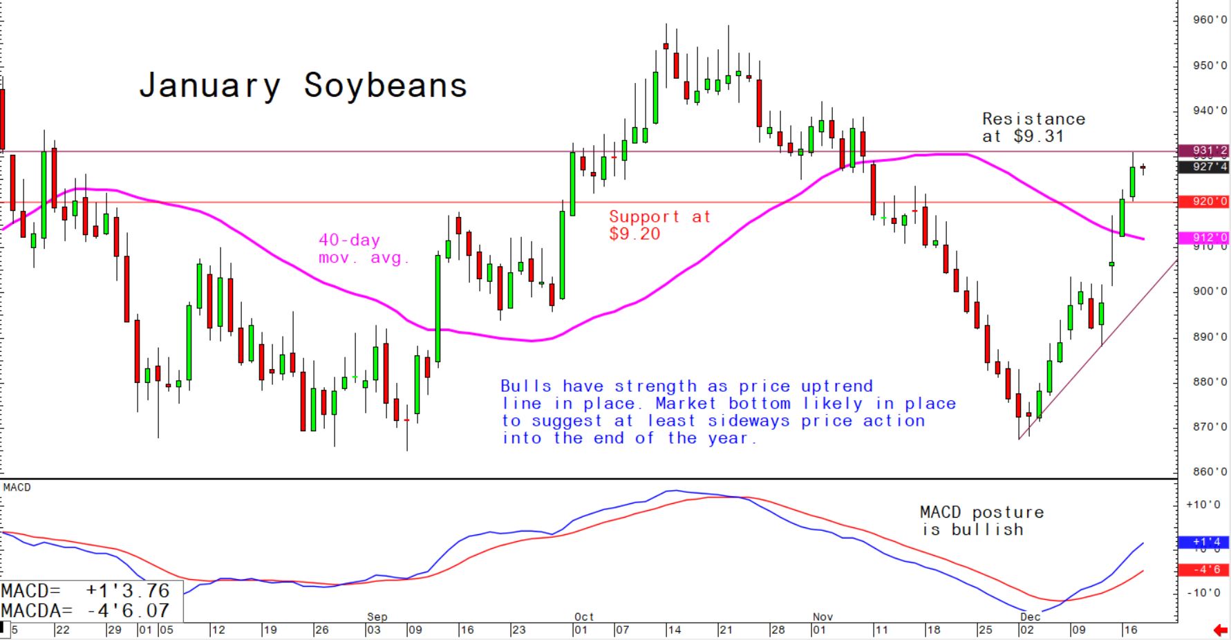 Bulls have strength as price uptrend line in place. Market bottom likely in place to suggest at least sideways price action into the end of the year