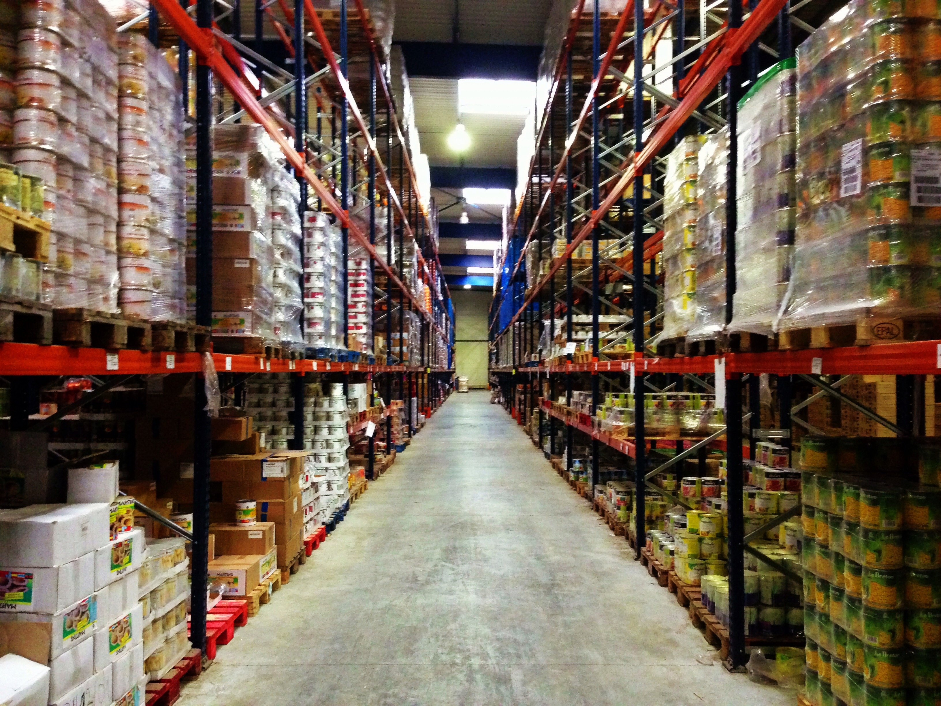 food products stockpiled in a warehouse