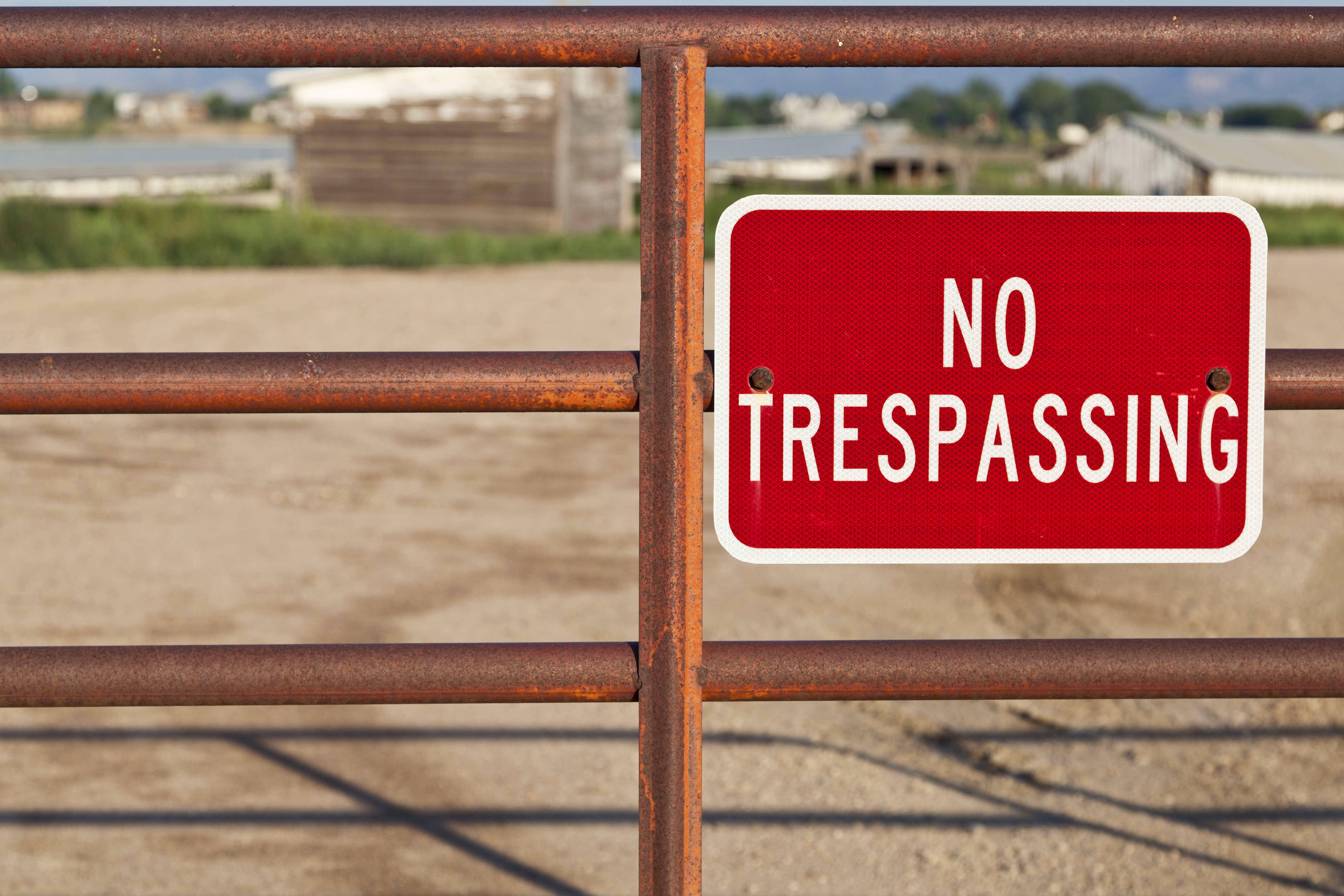 no trespassing sign on a farm