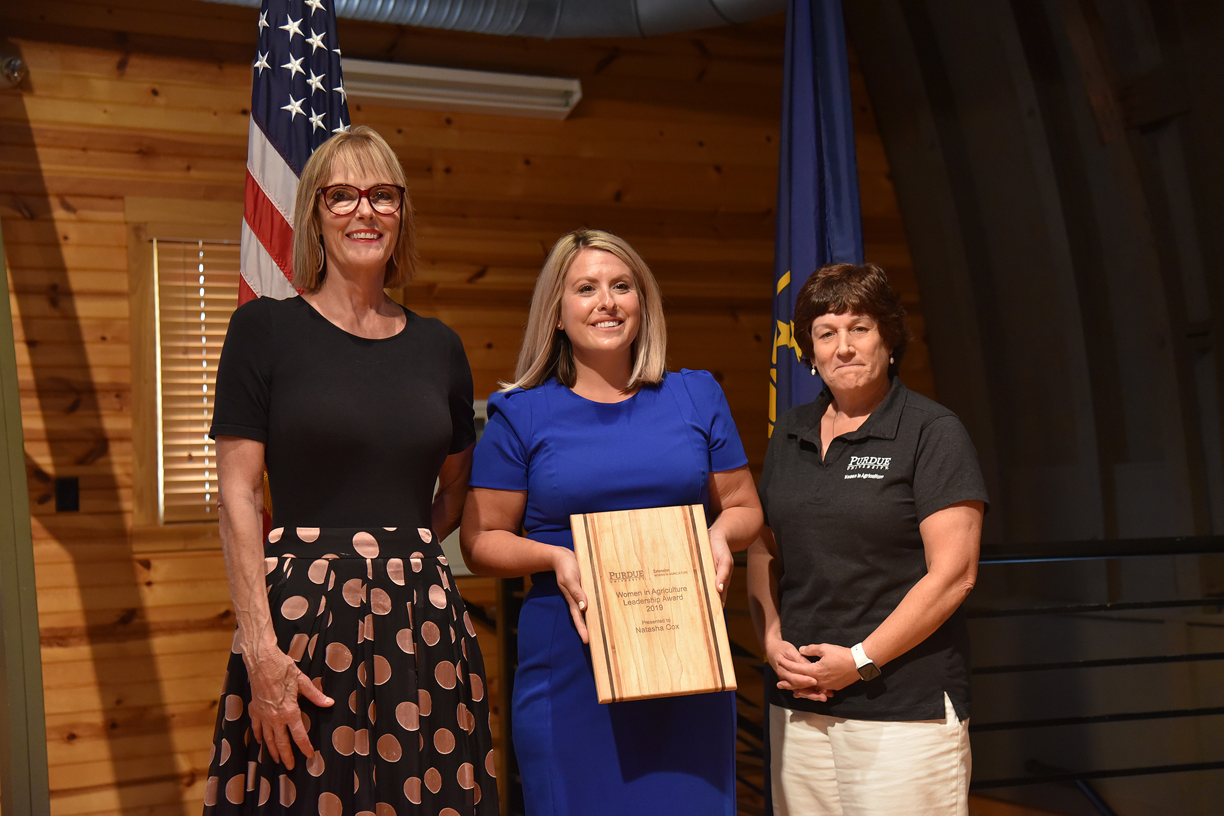 Suzanne Crouch, Natasha Cox and Karen Plut with the Women in Agriculture Award