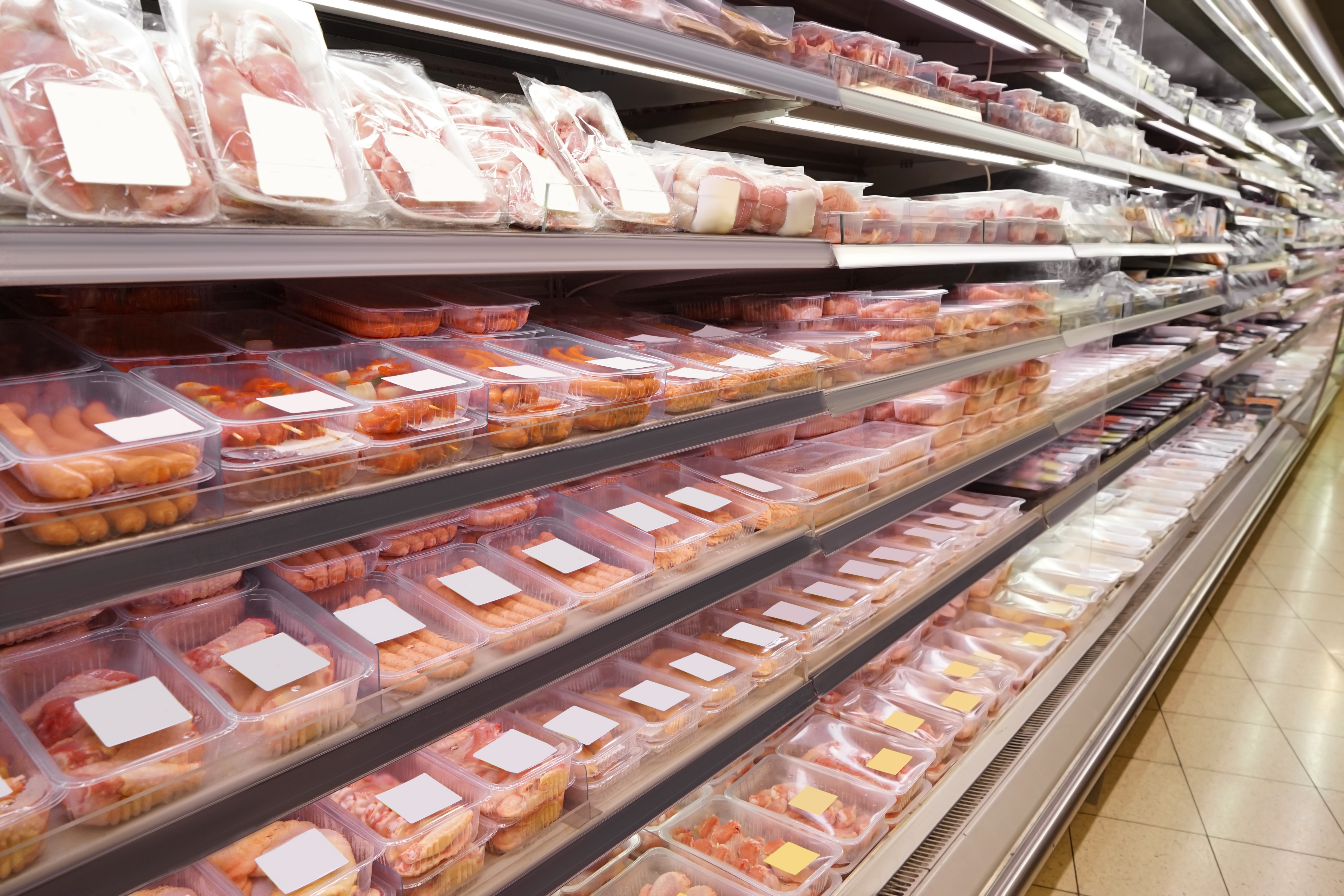 pork in packaging in a supermarket