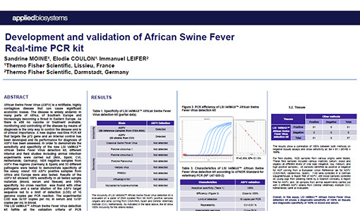 Life Technologies - ASFV PCR - Development and validation of African Swine Fever Real-time PCR kit