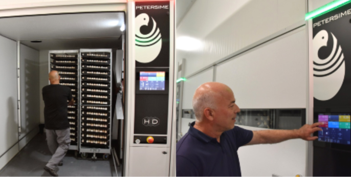 Mr Hai Barkan, hatchery manager, demonstrates the Petersime BioStreamer™ HD setter