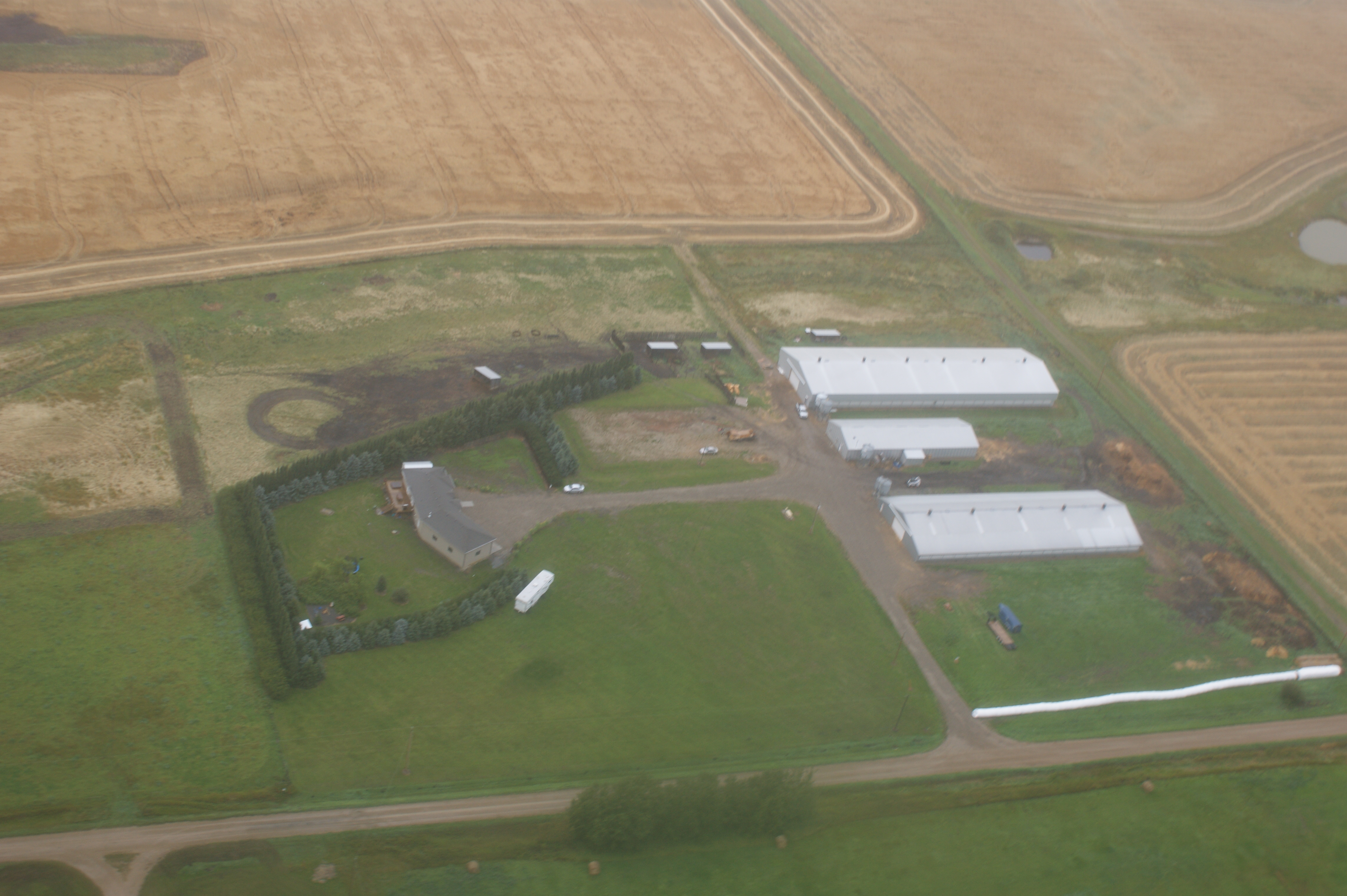 a birds-eye view of a farm