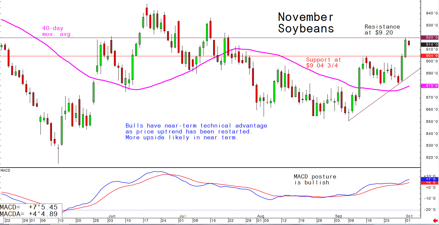Bulls have near-term technical advantage as price uptrend has been restarted; more upside likely in near term