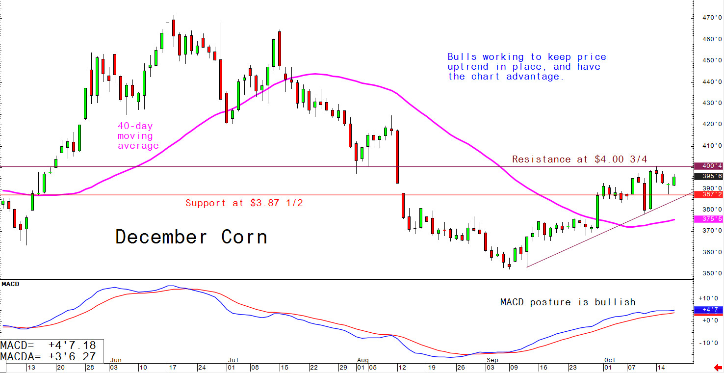 Bulls working to keep price uptrend in place, and have the chart advantage