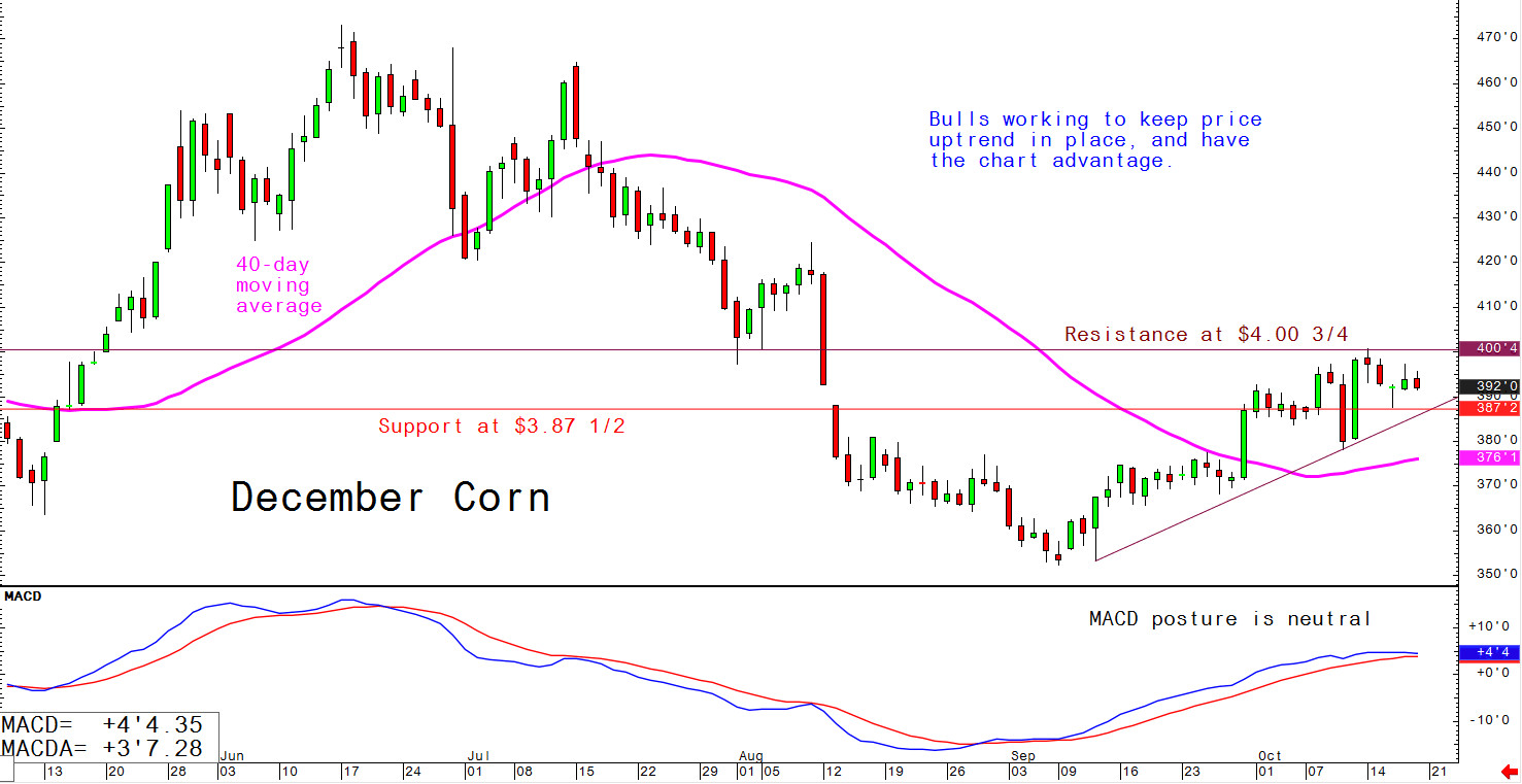 Bulls working to keep price uptrend in place and have the chart advantage