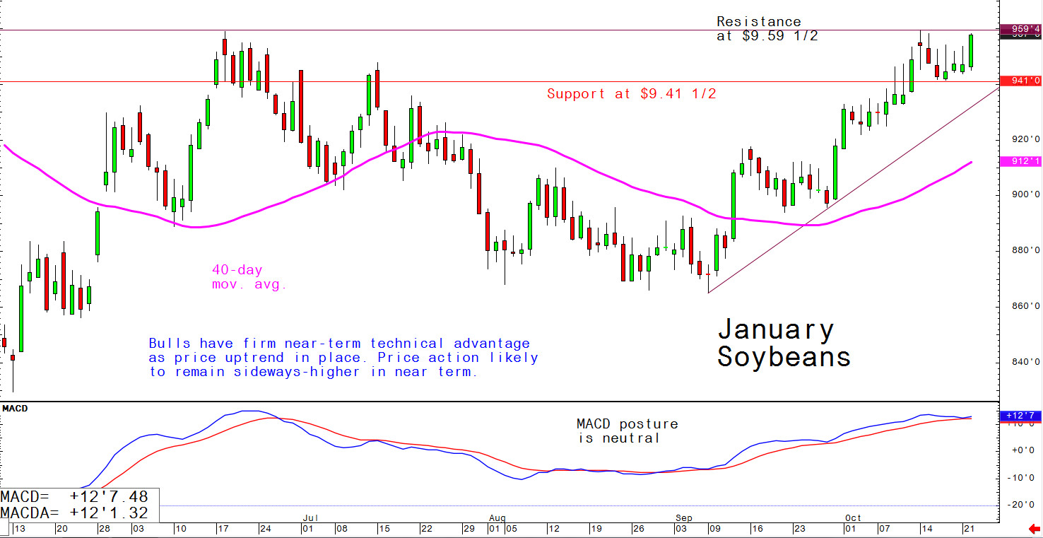 Bulls have firm near-term technical advantage as price uptrend in place; price action likely to remain sideways-higher in near term