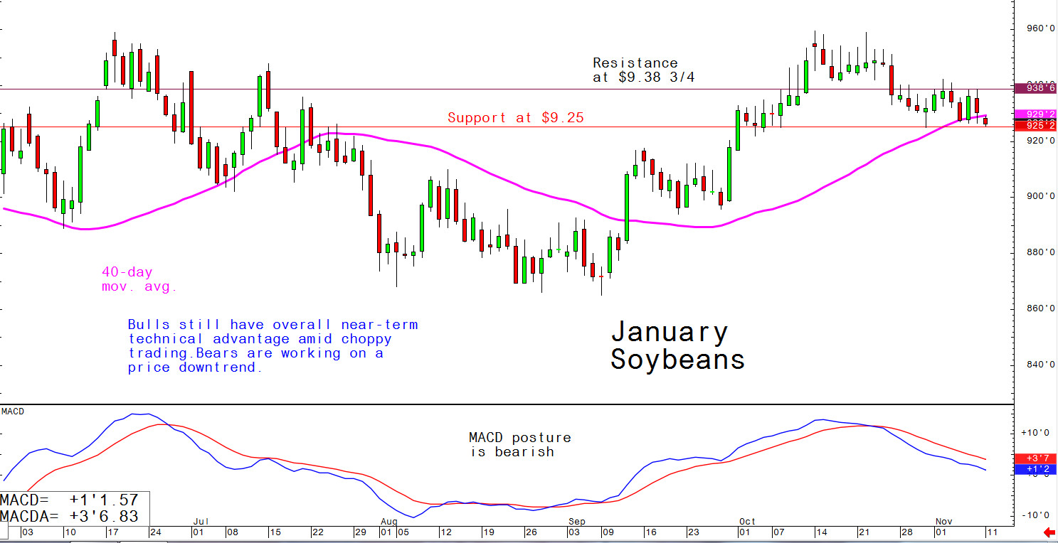 Bulls still have overall near-term technical advantage amid choppy trading; bears are working on a price downtrend