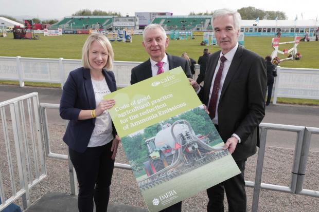 Launching the Code at Balmoral Show are (from left to right) Aileen Lawson, UFU senior policy officer; Robin Irvine, Northern Ireland Grain Trade Association; Norman Fultion, DAERA