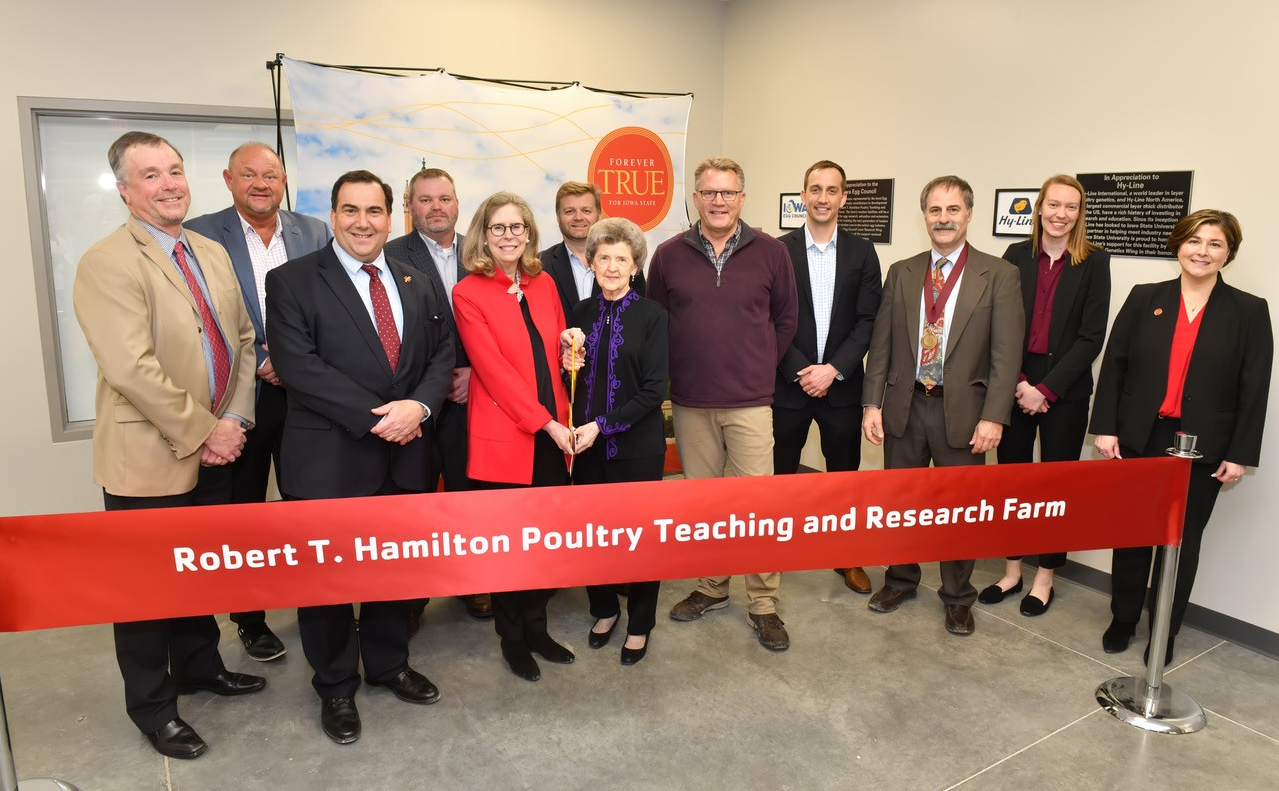 Shown dedicating the Robert T. Hamilton Poultry Teaching and Research Farm, from left to right: