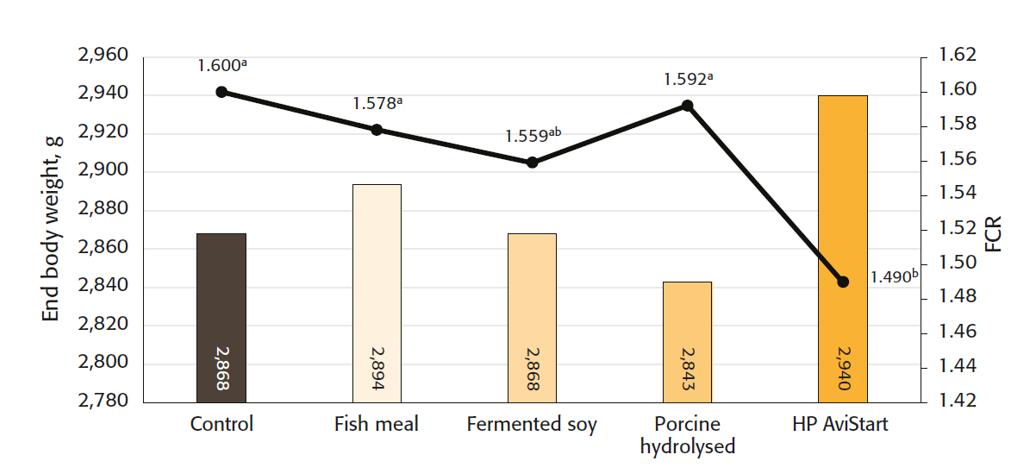 Figure 2: Effect of protein source on broiler performance.