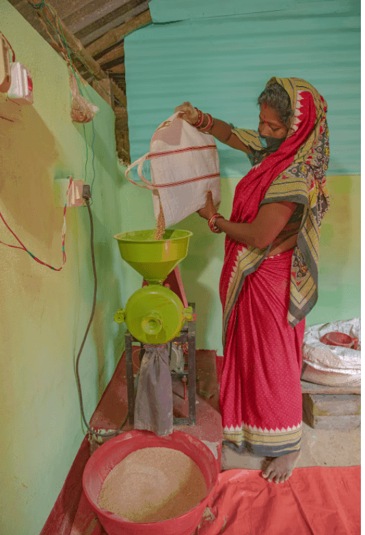 Lata Marndi, a smallholder farmer, began processing chicken feed to supplement her income