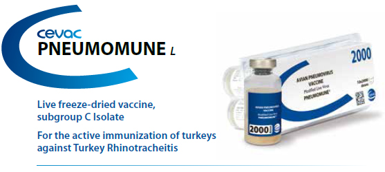 PNEUMOMUNE™ - For the active immunization of Turkey's against Turkey Rhinotracheitis from CEVA SANTE ANIMALE
