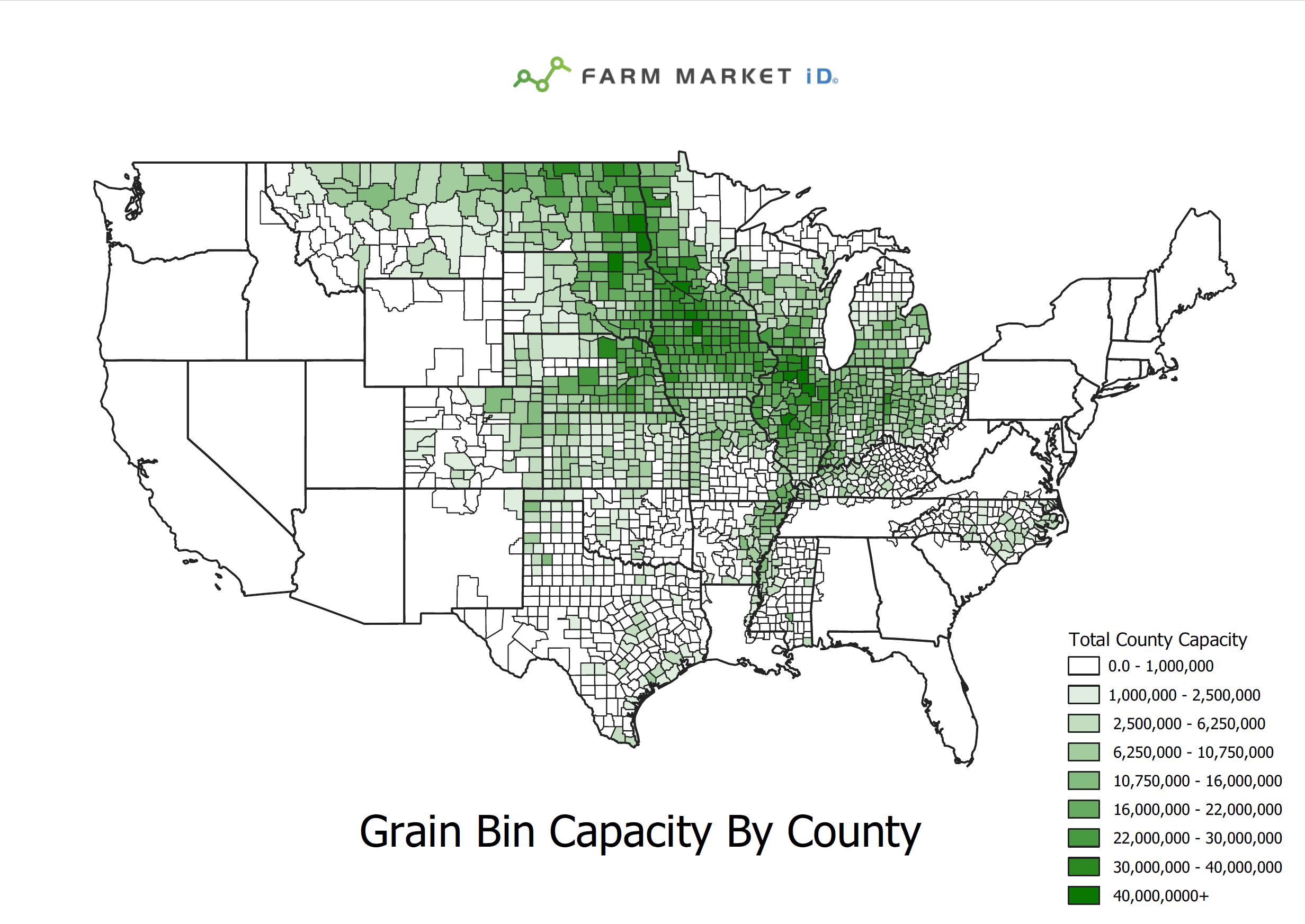 Farm MArket iD Grain Bin Capacity by County